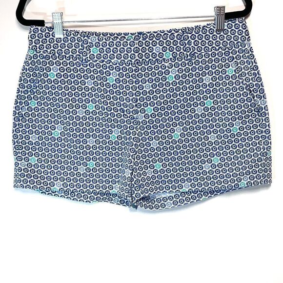 NWOT Vineyard Vines Blue Geometric Cotton Spandex Coastal Shorts Womens Sz 8 - Picture 1 of 4